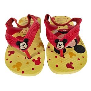 HAVAIANAS X DISNEY BABY MICKEY TODDLER YELLOW/RED FLIP-FLOP SANDALS - SIZE 7C